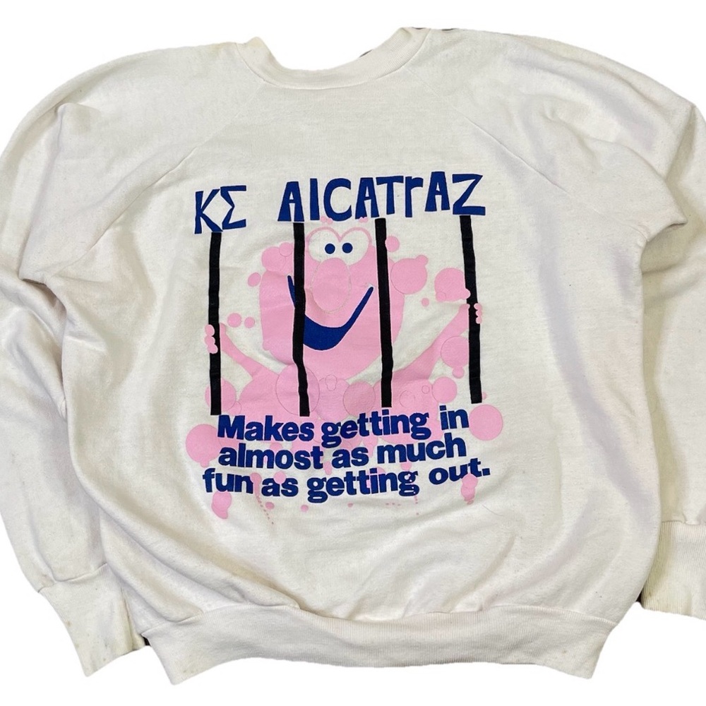 Vintage 70s 80s Escape From Alcatraz Sweatshirt Raglan Graphic Crewneck M